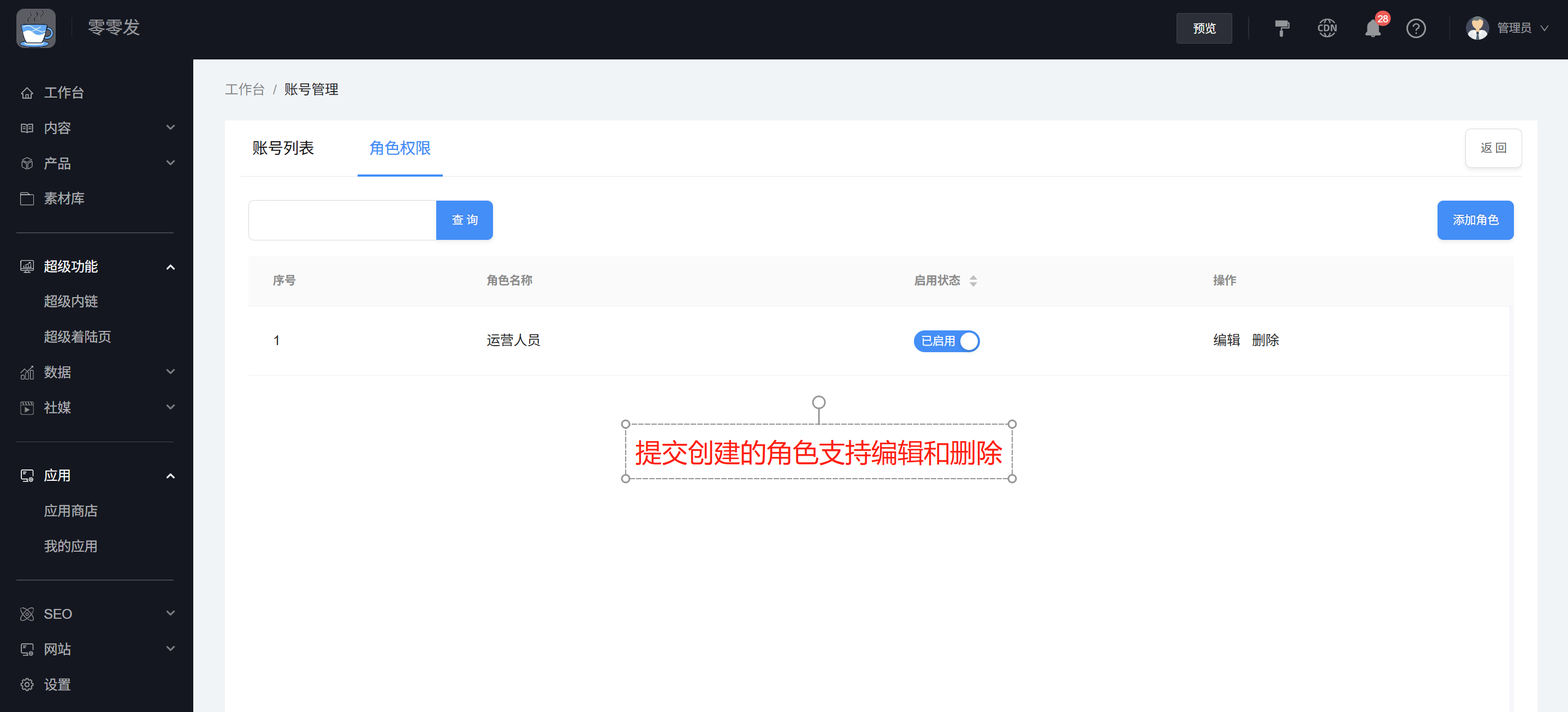 角色列表